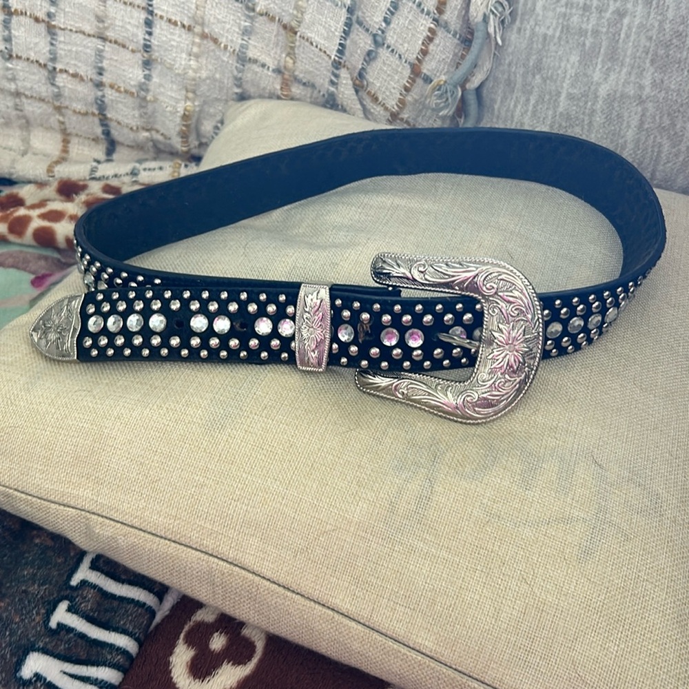 Black cowhide genuine leather belt